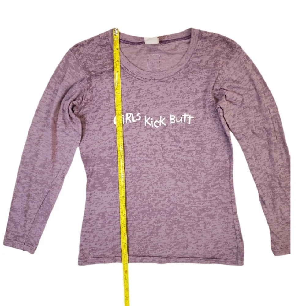One More Mile Women's‎ Purple Girls Kick Butt Long Sleeve T-Shirt Medium